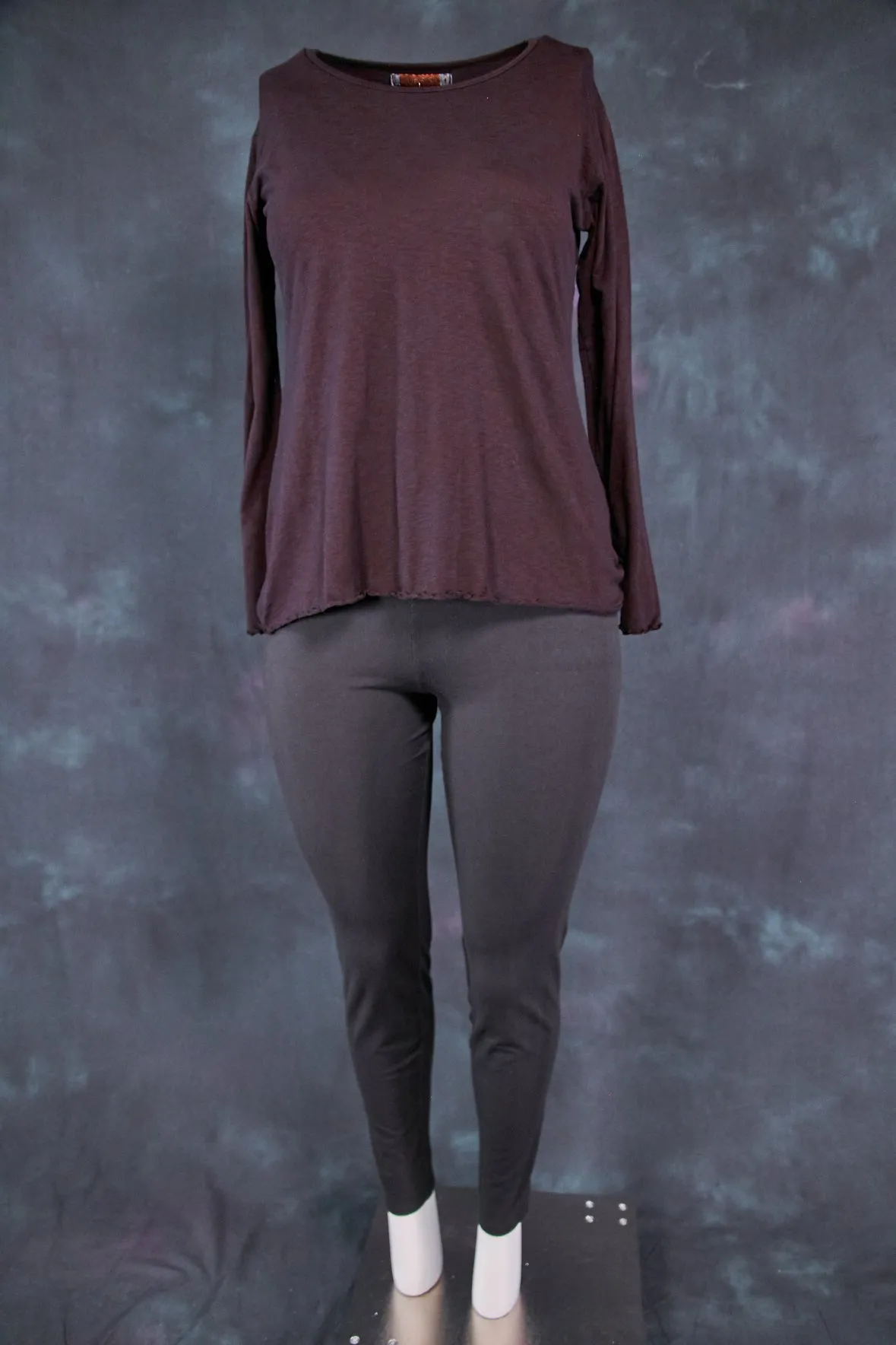 1240-Long Sleeve Layer Tee Black Cherry-U