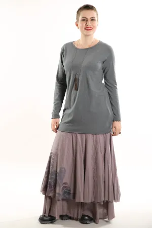 1245 L/S Organic Cotton Stretch Top- Tonal Graycious