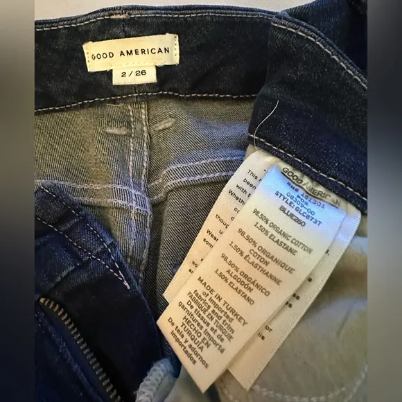 $145 GOOD AMERICAN Jeans Womens Size 2 (26x27) Skinny Straight Stretch Tapered