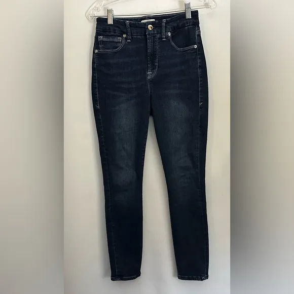 $145 GOOD AMERICAN Jeans Womens Size 2 (26x27) Skinny Straight Stretch Tapered