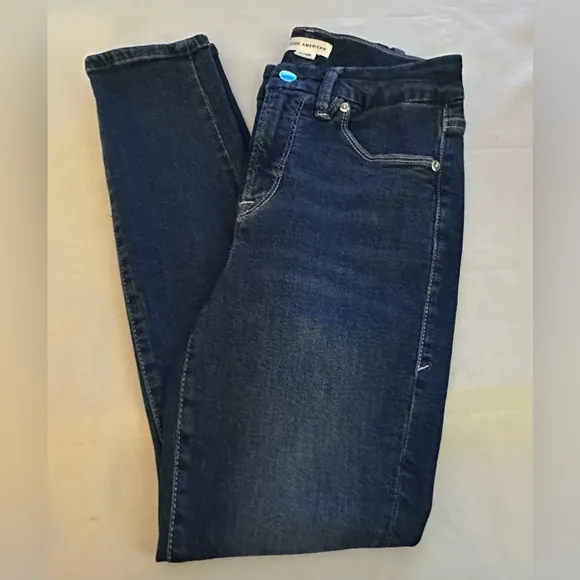 $145 GOOD AMERICAN Jeans Womens Size 2 (26x27) Skinny Straight Stretch Tapered