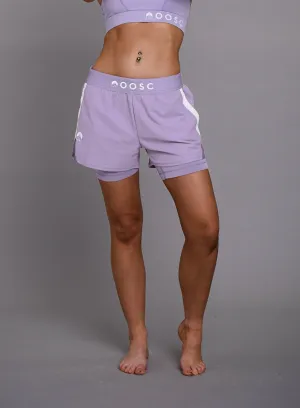 2-in-1 Booty Gym Shorts Lilac - Women's