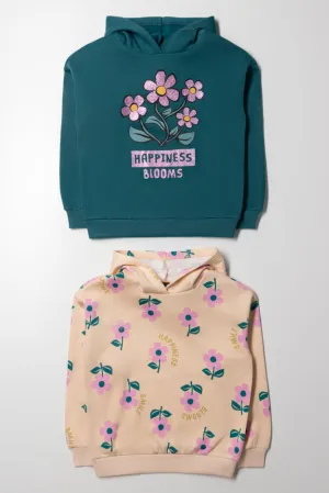 2 Pack Happiness Blooms Hoodies Green And Yellow