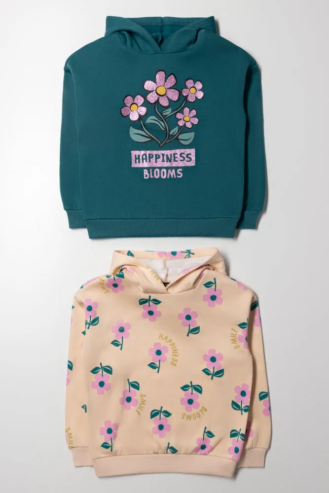 2 Pack Happiness Blooms Hoodies Green And Yellow