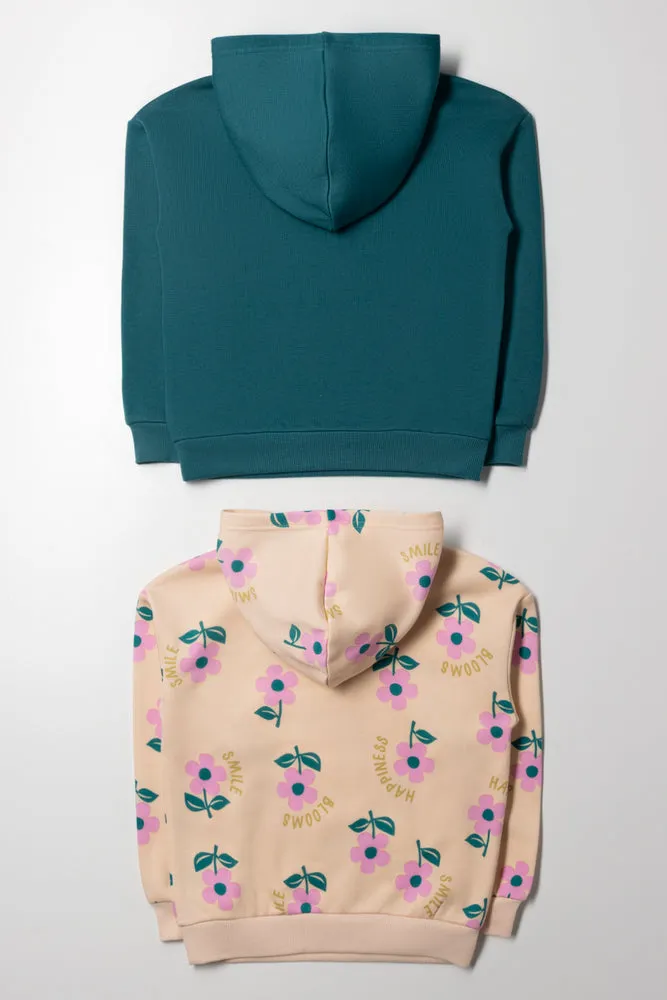 2 Pack Happiness Blooms Hoodies Green And Yellow