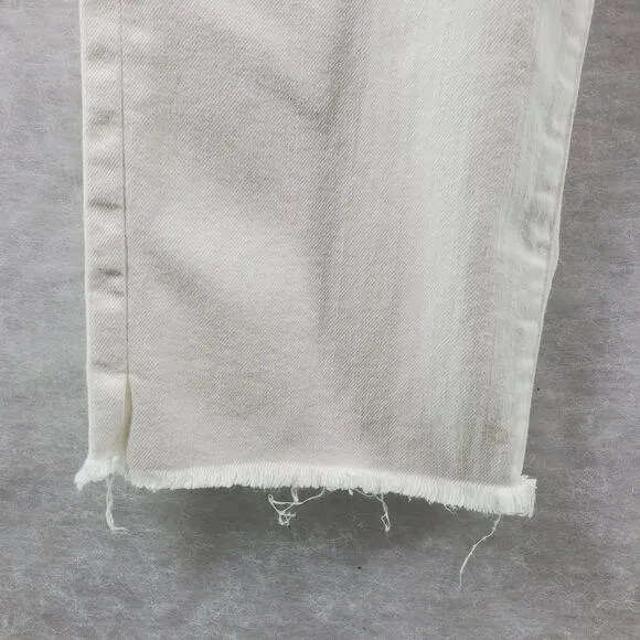 29x27 Mother Jeans The Rascal Ankle Snippet Stayin Alive White Raw Hem Mid Rise