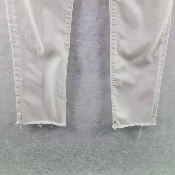 29x27 Mother Jeans The Rascal Ankle Snippet Stayin Alive White Raw Hem Mid Rise