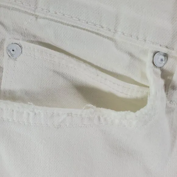 29x27 Mother Jeans The Rascal Ankle Snippet Stayin Alive White Raw Hem Mid Rise