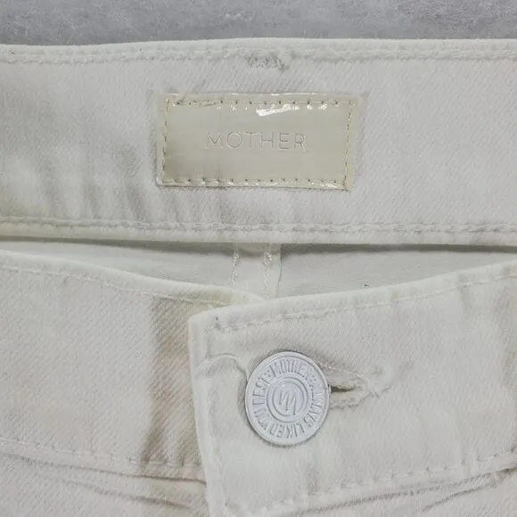 29x27 Mother Jeans The Rascal Ankle Snippet Stayin Alive White Raw Hem Mid Rise