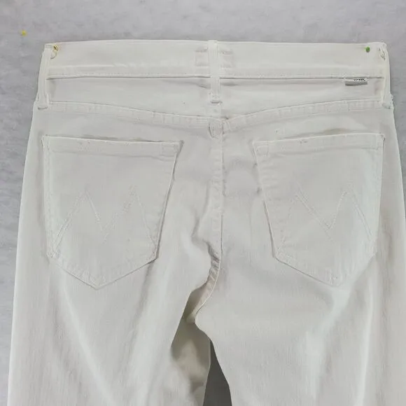 29x27 Mother Jeans The Rascal Ankle Snippet Stayin Alive White Raw Hem Mid Rise