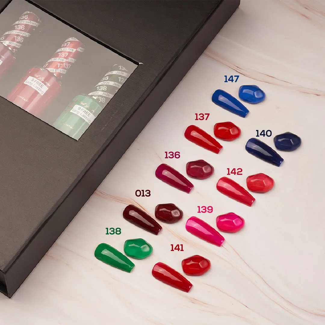 9 LDS Holiday Healthy Gel Nail Polish Collection - BACKSTAGE SECRET - 013; 136; 137; 138; 139; 140; 141; 142; 147