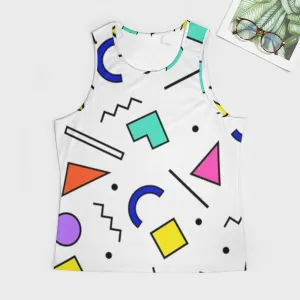 90s White Design Pattern Men's Full Print Tank Top