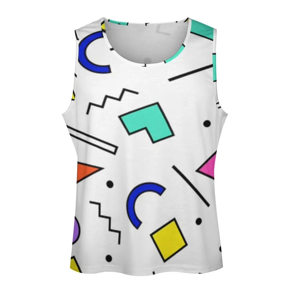 90s White Design Pattern Men's Full Print Tank Top