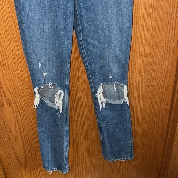 Abercrombie &amp; Fitch - the 90’s Straight High Rise Curve Love Blue Denim Jeans