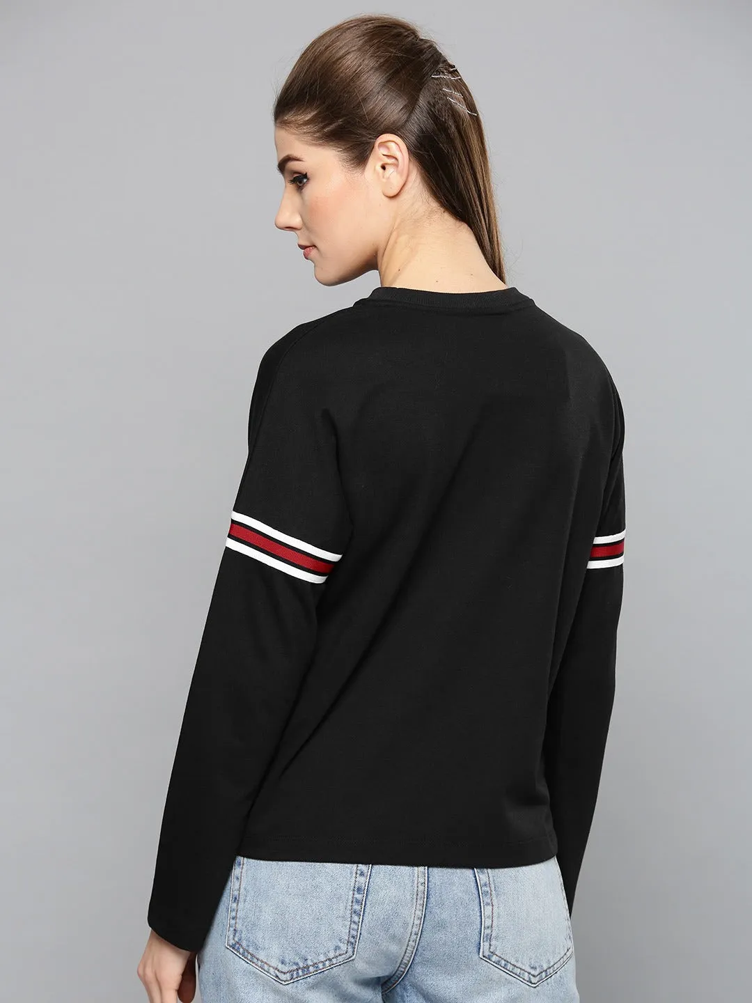 Ace Printed Stripe Sleeves Womens Sweatshirt