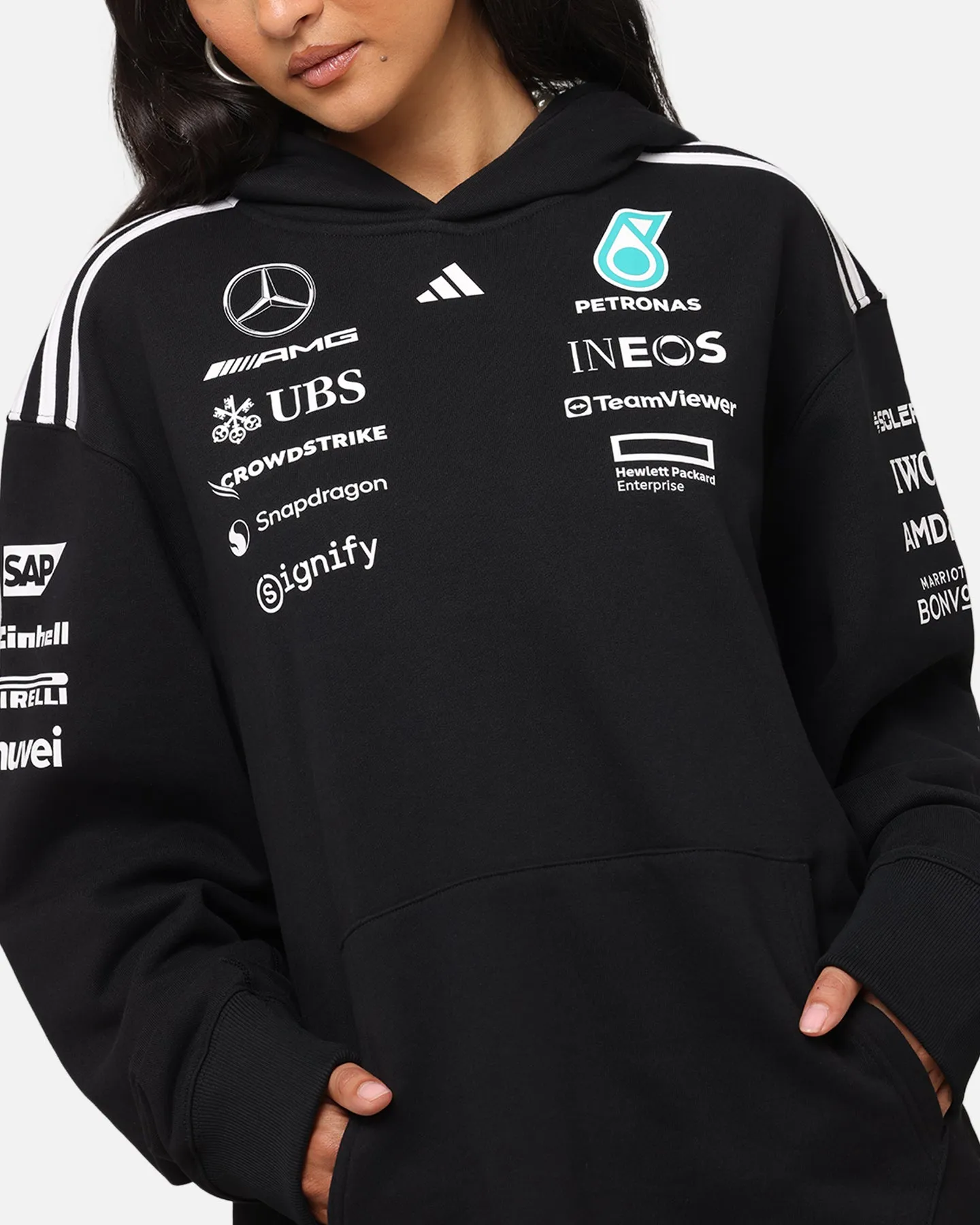 adidas x Mercedes-AMG PETRONAS Formula One F1 2025 Team Hoodie Black/White