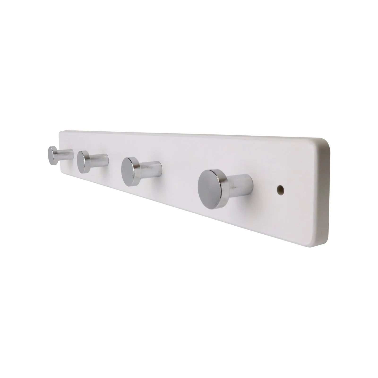 Adoored 60cm Chrome 4 White Hooks Hat And Coat Rack