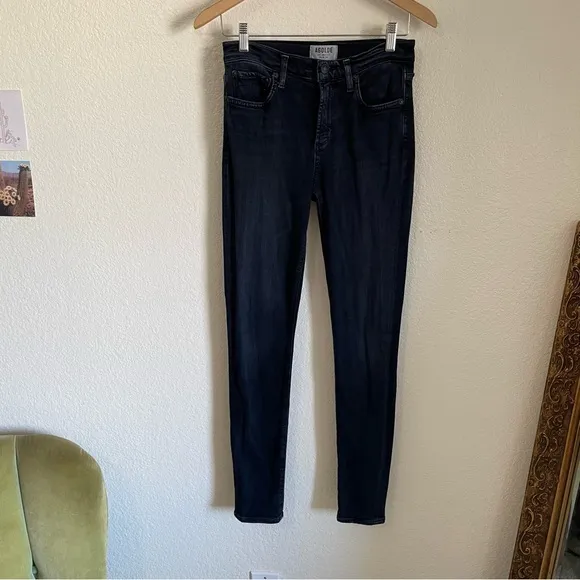 Agolde High Rise Sophie Skinny Jeans Vacant Indigo Dark Blue Stretch Denim