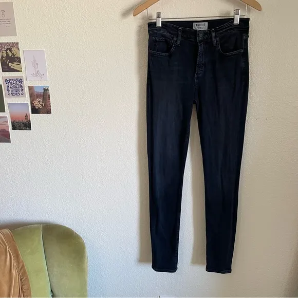 Agolde High Rise Sophie Skinny Jeans Vacant Indigo Dark Blue Stretch Denim