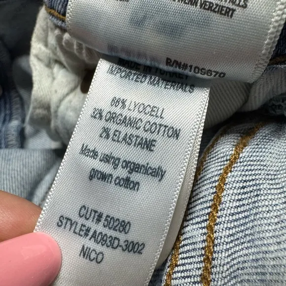 AGOLDE Nico High Rise Blue Denim Frayed Hem Crop Jeans 25 Stretchy