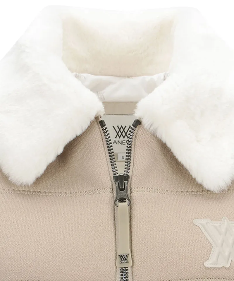 ANEW Golf Women's Fake Fur Collar Hybrid Down Vest - Light Beige