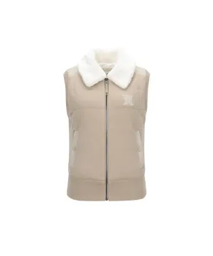 ANEW Golf Women's Fake Fur Collar Hybrid Down Vest - Light Beige