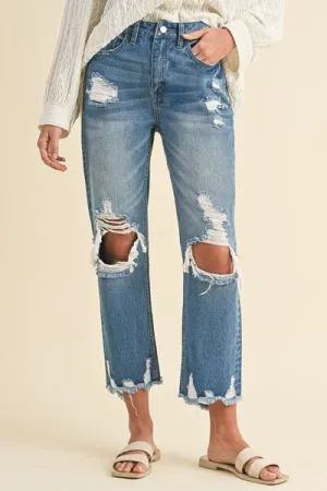 Annie Wear Distressed Raw Hem Cropped Jeans-Fashionable and Edgy.