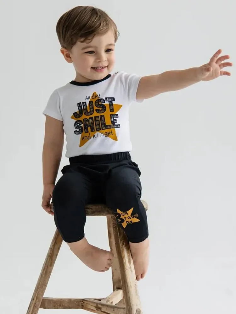 Artie - Just Smile White Short Sleeve Baby Bodysuit