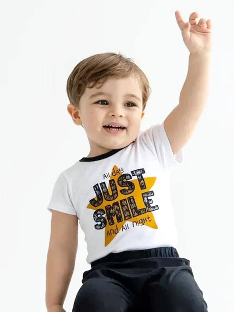 Artie - Just Smile White Short Sleeve Baby Bodysuit