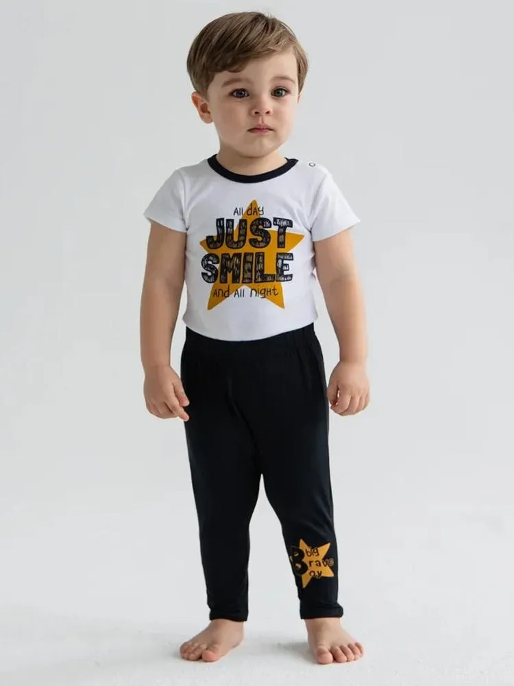 Artie - Just Smile White Short Sleeve Baby Bodysuit