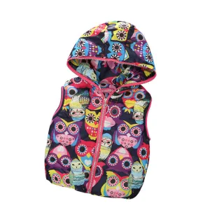 Autumn Girl Vests Jacket Kids Clothes Character Fashion Children Clothing Hooded Waistcoats Casual Baby Girls Vest Coats