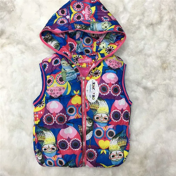 Autumn Girl Vests Jacket Kids Clothes Character Fashion Children Clothing Hooded Waistcoats Casual Baby Girls Vest Coats