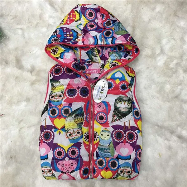 Autumn Girl Vests Jacket Kids Clothes Character Fashion Children Clothing Hooded Waistcoats Casual Baby Girls Vest Coats
