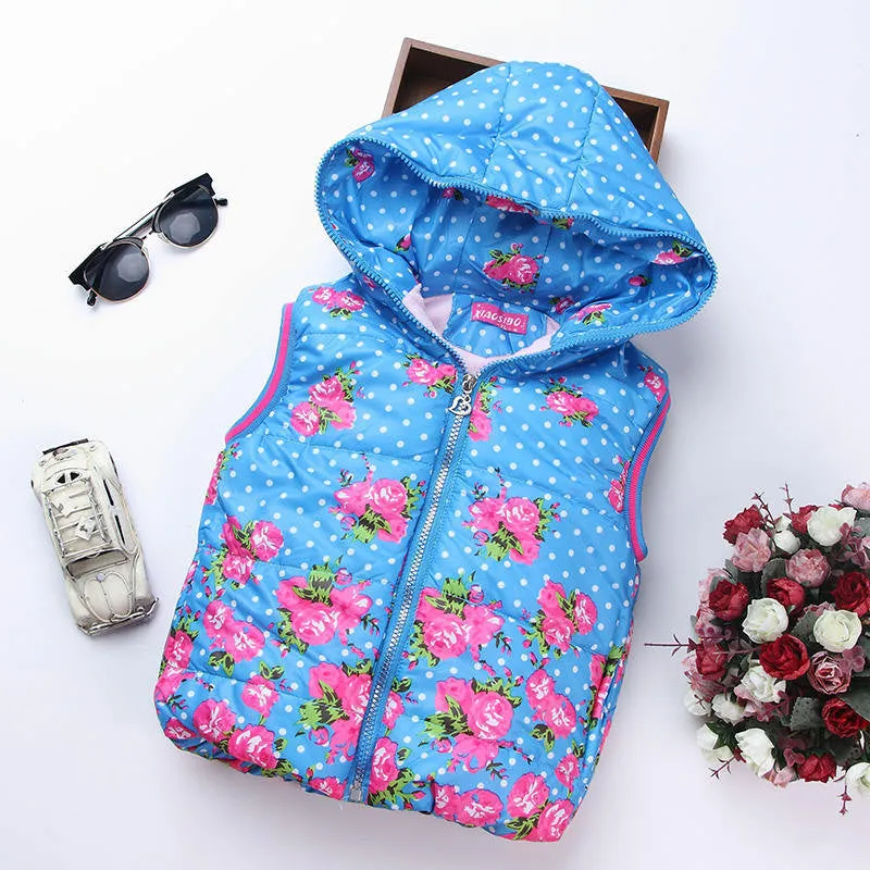 Autumn Girl Vests Jacket Kids Clothes Character Fashion Children Clothing Hooded Waistcoats Casual Baby Girls Vest Coats