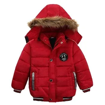 Autumn Winter Boys Jacket New Keep Warm Baby Coat Hooded Zipper Fashion Fur Collar Boys Outerwear