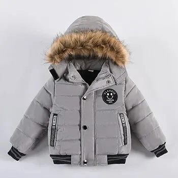 Autumn Winter Boys Jacket New Keep Warm Baby Coat Hooded Zipper Fashion Fur Collar Boys Outerwear