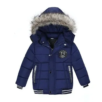 Autumn Winter Boys Jacket New Keep Warm Baby Coat Hooded Zipper Fashion Fur Collar Boys Outerwear