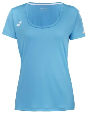 Babolat Play Womens Badminton Cap Sleeve Top - Cyan Blue