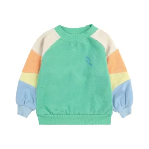 Baby Green Color Block Terry Cloth Sweatshirt