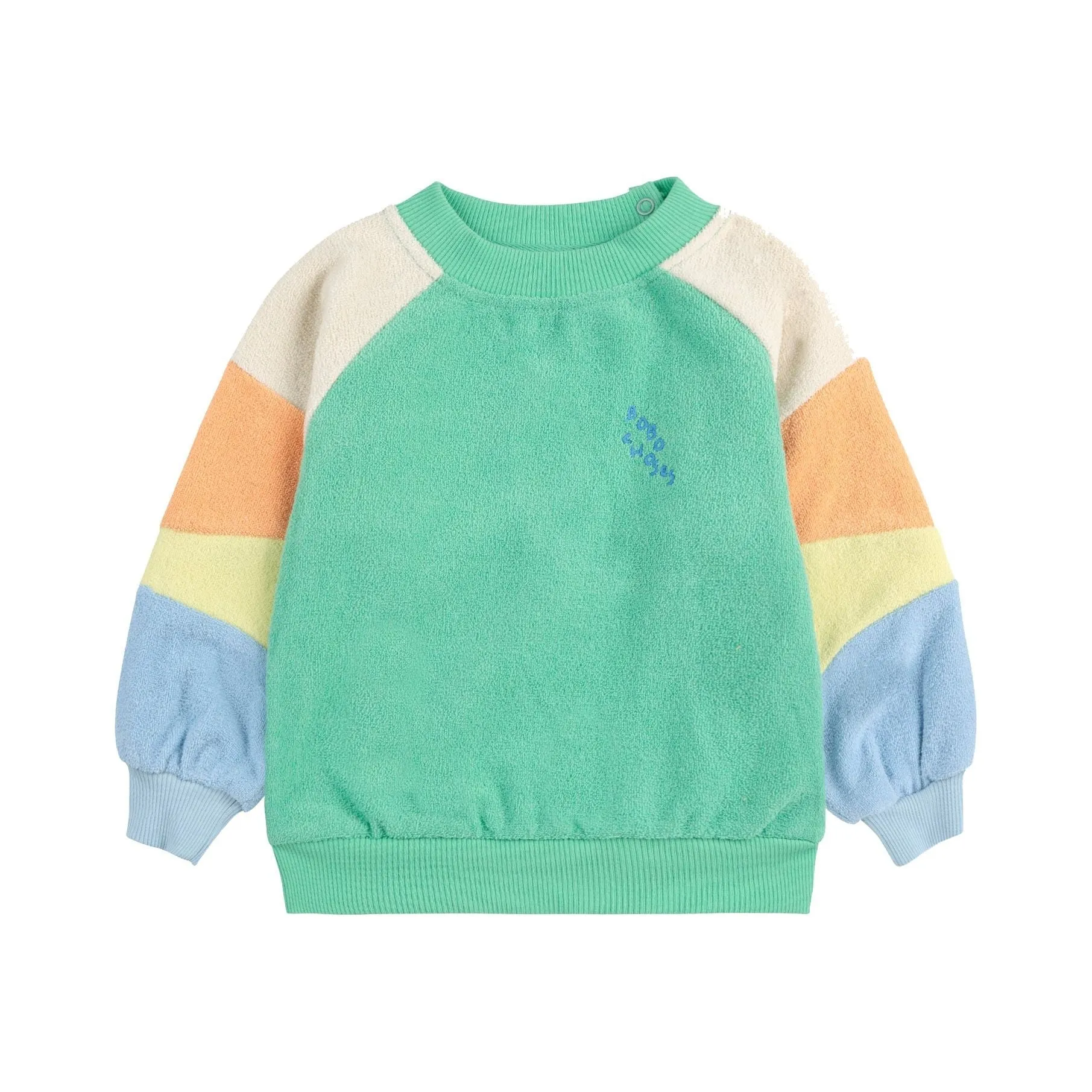 Baby Green Color Block Terry Cloth Sweatshirt