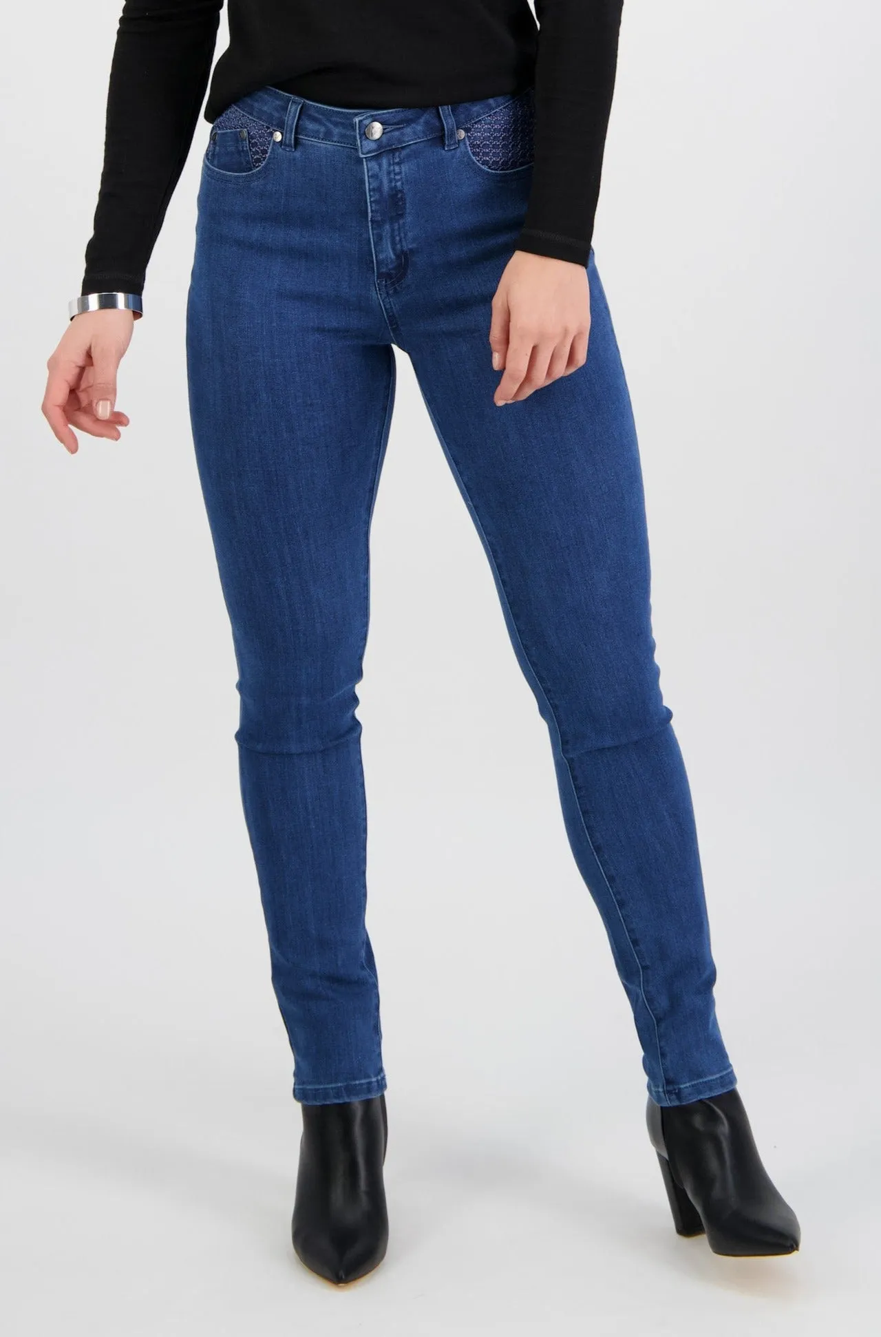 Basket Weave Skinny Jean 5535 - Plain New Blue