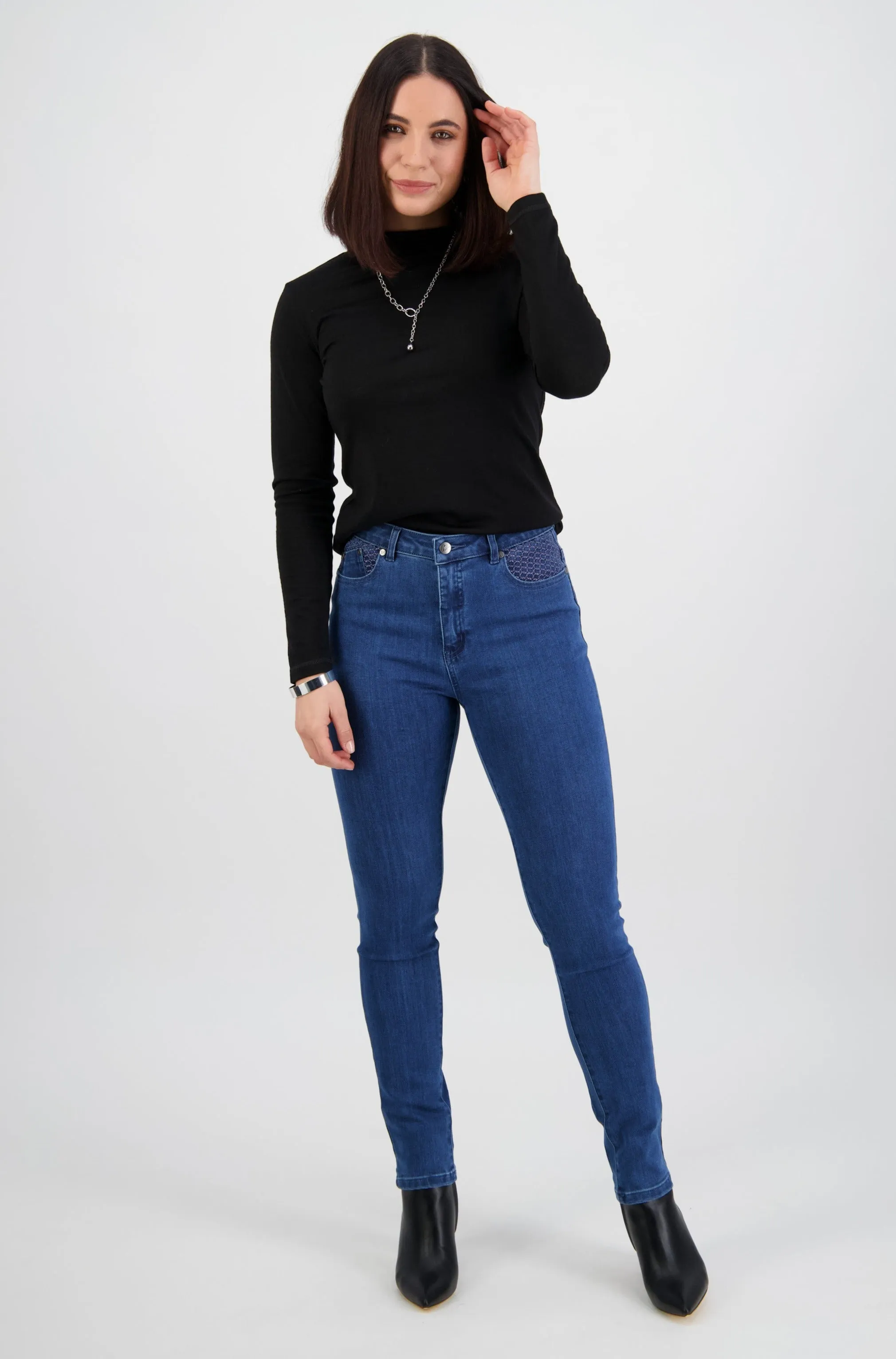 Basket Weave Skinny Jean 5535 - Plain New Blue