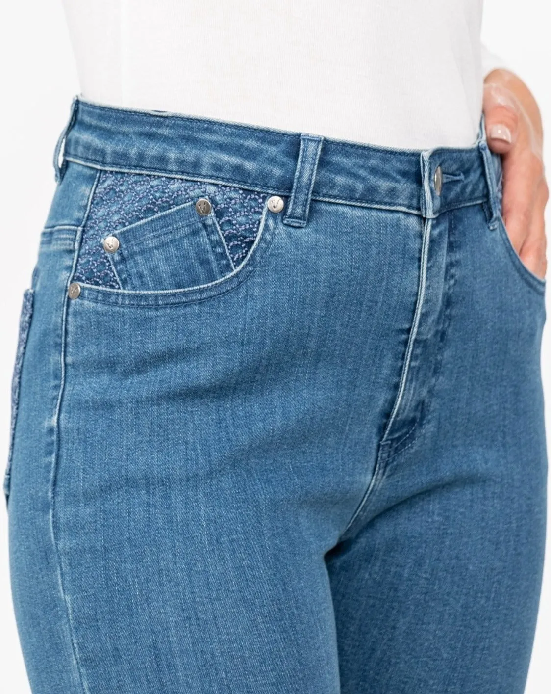 Basket Weave Skinny Jean 5535 - Plain New Blue