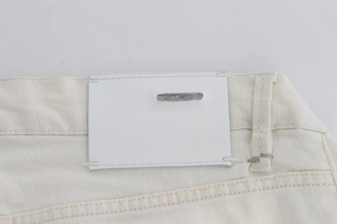 Beige Cotton Stretch Regular Fit Jeans