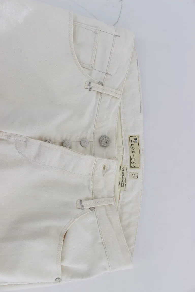 Beige Cotton Stretch Regular Fit Jeans