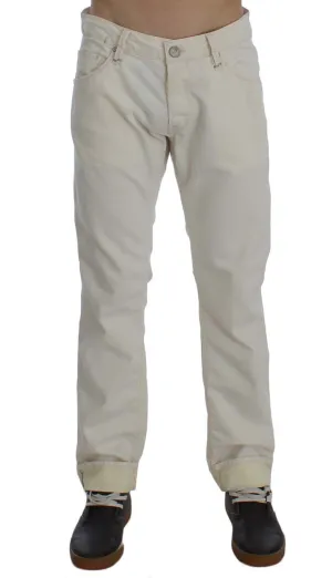 Beige Cotton Stretch Regular Fit Jeans