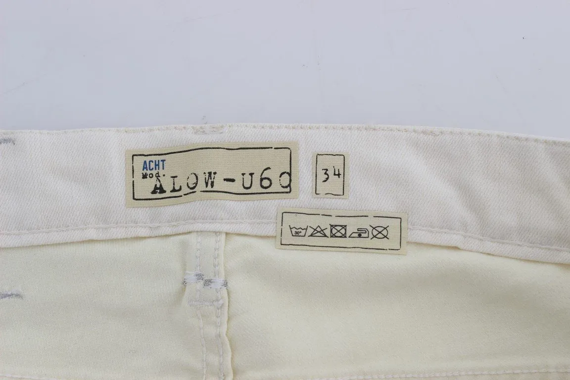 Beige Cotton Stretch Regular Fit Jeans