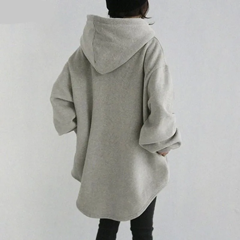 BerryBetty - Women's Hoodies Long Sleeve Sweatshirts Autumn Casual Solid Loose Long Drawstring Pullovers Oversized Streetwear