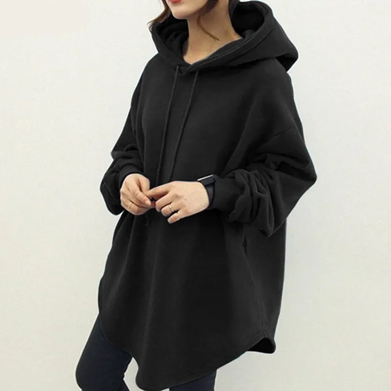 BerryBetty - Women's Hoodies Long Sleeve Sweatshirts Autumn Casual Solid Loose Long Drawstring Pullovers Oversized Streetwear