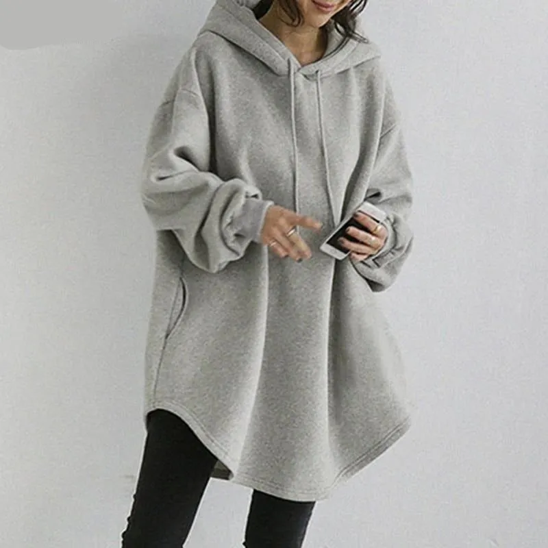 BerryBetty - Women's Hoodies Long Sleeve Sweatshirts Autumn Casual Solid Loose Long Drawstring Pullovers Oversized Streetwear